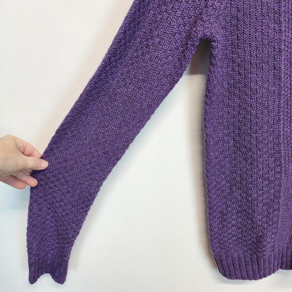Laura Scott Cable Knit Sweater Size XL Purple V-neck Pullover Lightweight Preppy - Picture 6 of 13